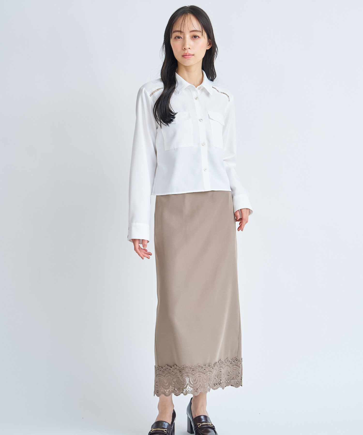 レーストリムスカート(85モカ-Ｓ)