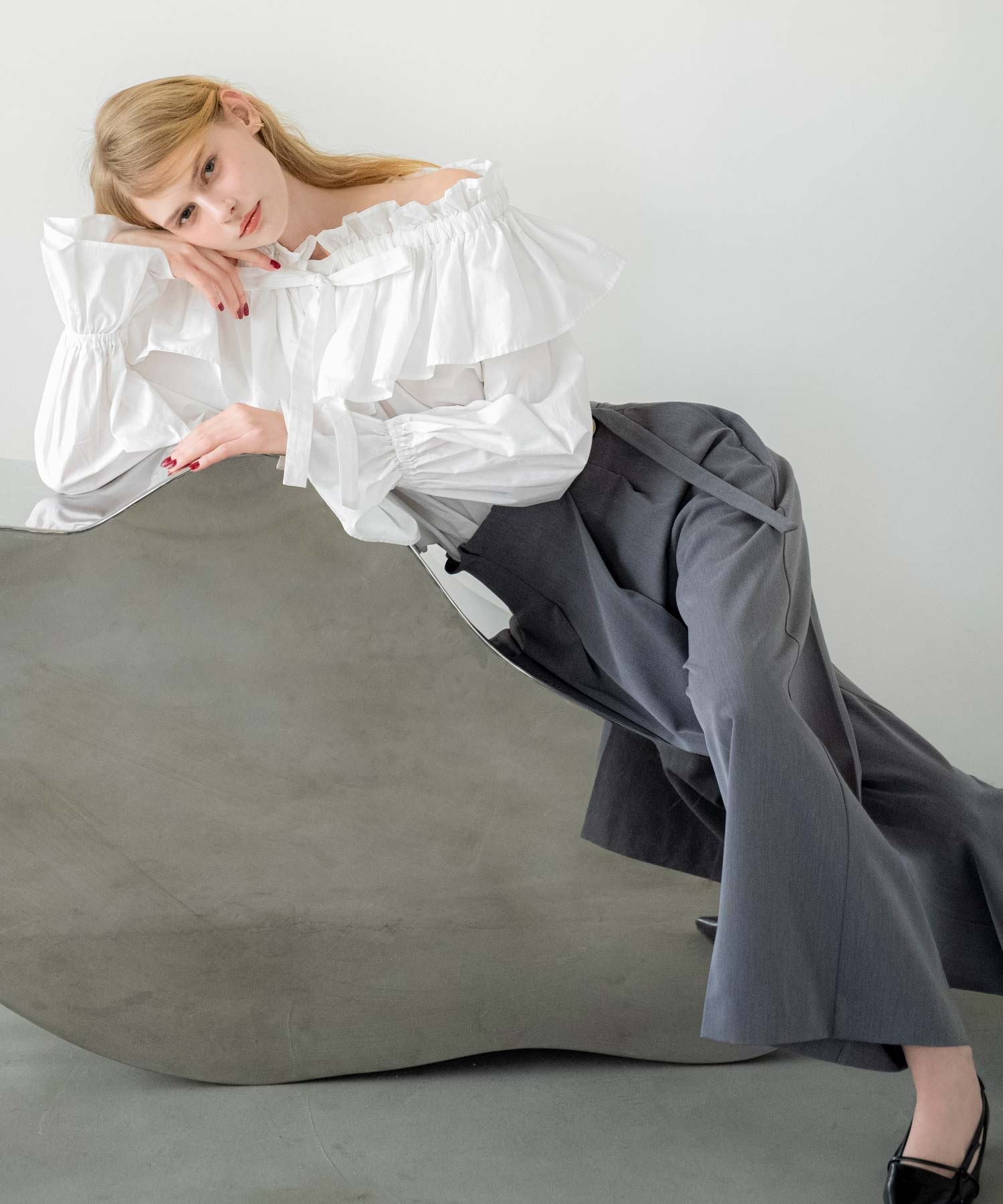 ウエストタックアシメデザインパンツ