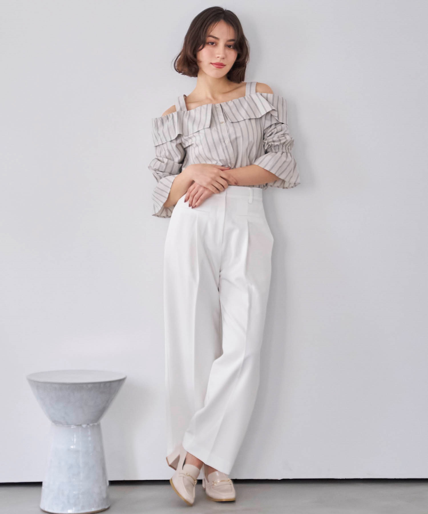 ポケットデザインワイドパンツ(01オフホワイト-Ｓ)