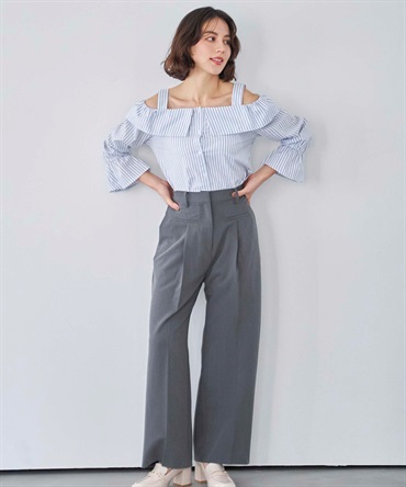 ポケットデザインワイドパンツ(11グレー-Ｍ)