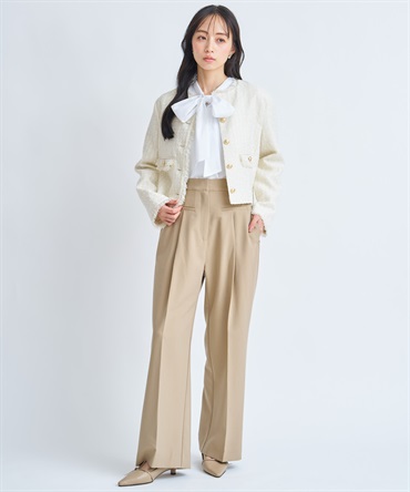 ポケットデザインワイドパンツ(82ベージュ-Ｍ)