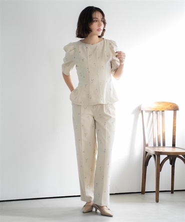 【Premium】フラワー刺繍パンツ(82ベージュ-Ｍ)