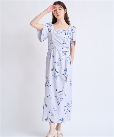 ペイントフラワーワンピース(71ブルー-Ｍ)