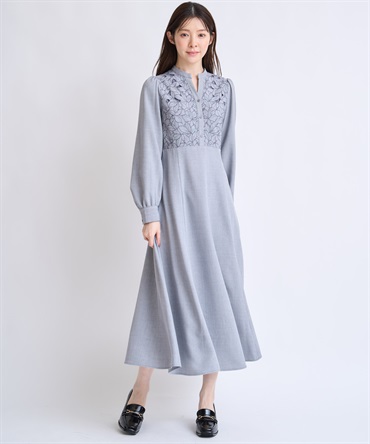 カットワーク刺繍ワンピース(11グレー-Ｍ)