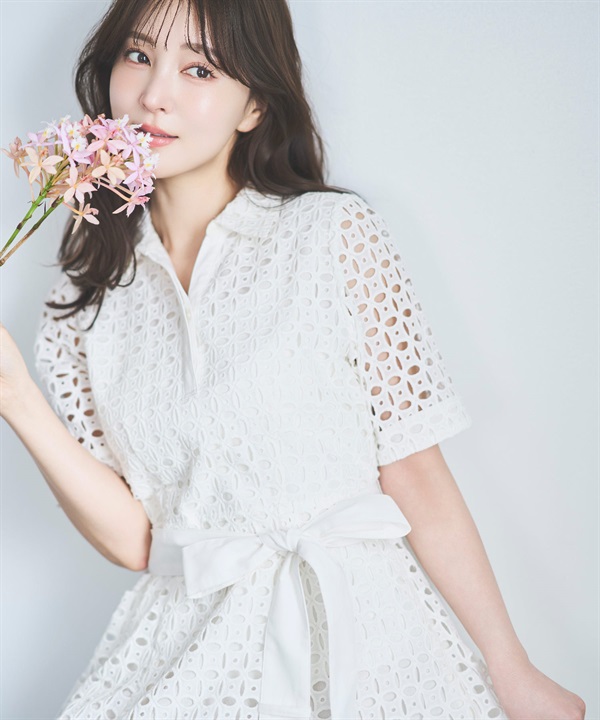 【予約】【追加生産/SSサイズあり】コットンレースシャツワンピース