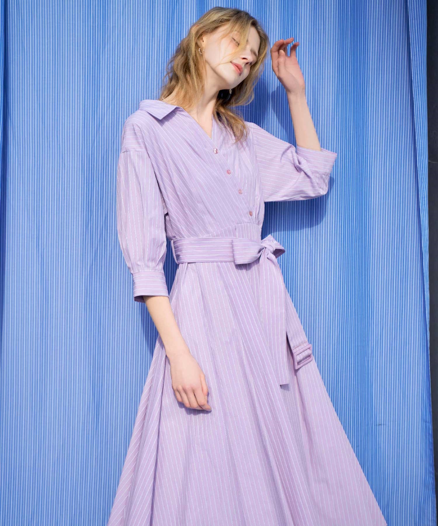 【SSサイズあり】カシュクールウエストリボンワンピース(32ピンク-ＳＳ-【販路限定サイズ】)