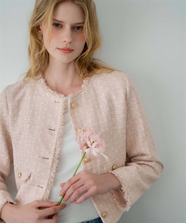 ツイードジャケット(32ピンク-Ｓ)