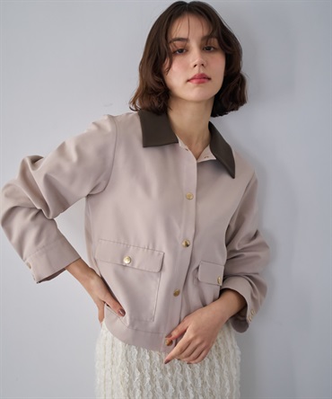 アウトポケットブルゾン(82ベージュ-Ｍ)