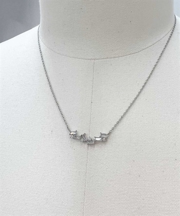 ビジューラインネックレス(13シルバー-フリー)