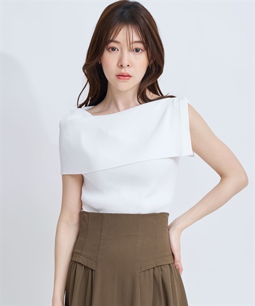 【予約】２ＷＡＹドレープノースリリブニット(01オフホワイト-フリー-4月下旬ごろのお届け)