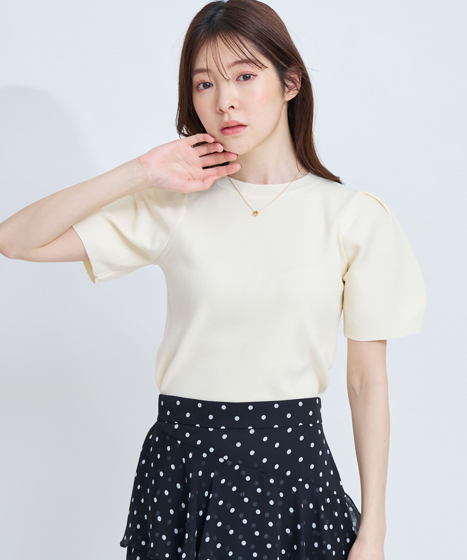 【予約】パフスリーブ総針ニット