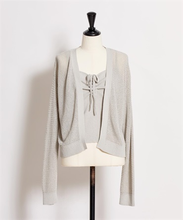 【予約】デザインキャミニットアンサンブル(11グレー-フリー-4月下旬ごろのお届け)