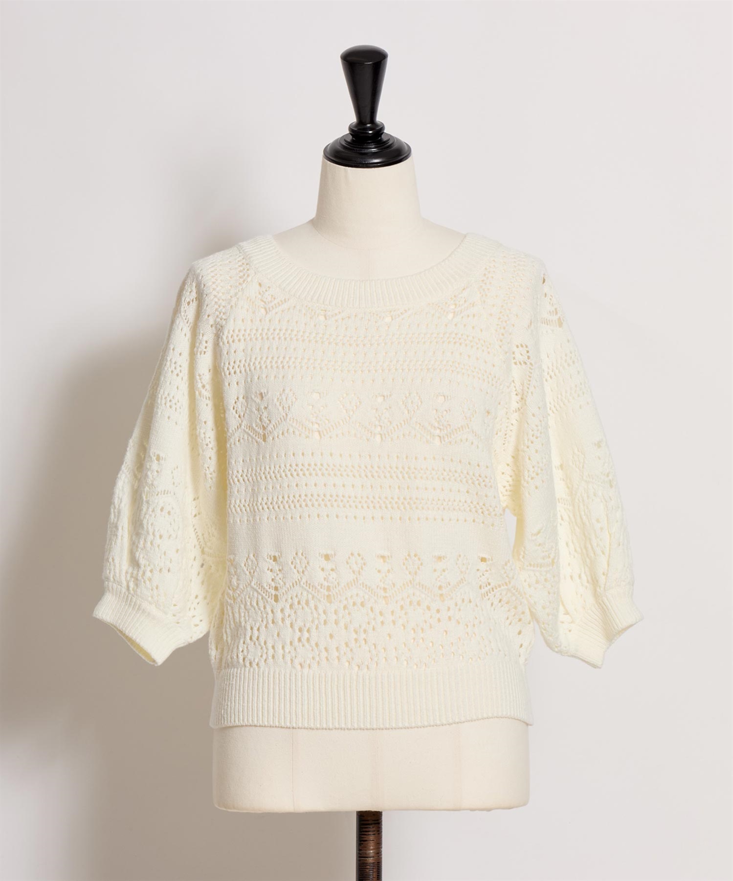 【予約】柄編みニットプルオーバー(01オフホワイト-フリー-4月下旬ごろのお届け)