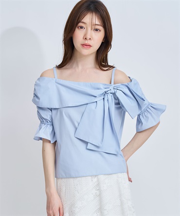 【予約】オフショルリボンブラウス