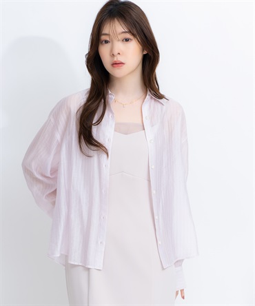 【予約】シアーストライプシャツ(32ピンク-フリー-4月下旬ごろのお届け)