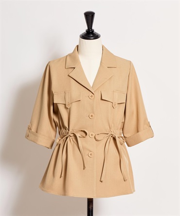 【予約】ウエストギャザーブラウス(83キャメル-フリー-4月下旬ごろのお届け)