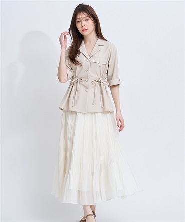 【予約】シアーランダムプリーツスカート(01オフホワイト-Ｓ-4月下旬ごろのお届け)