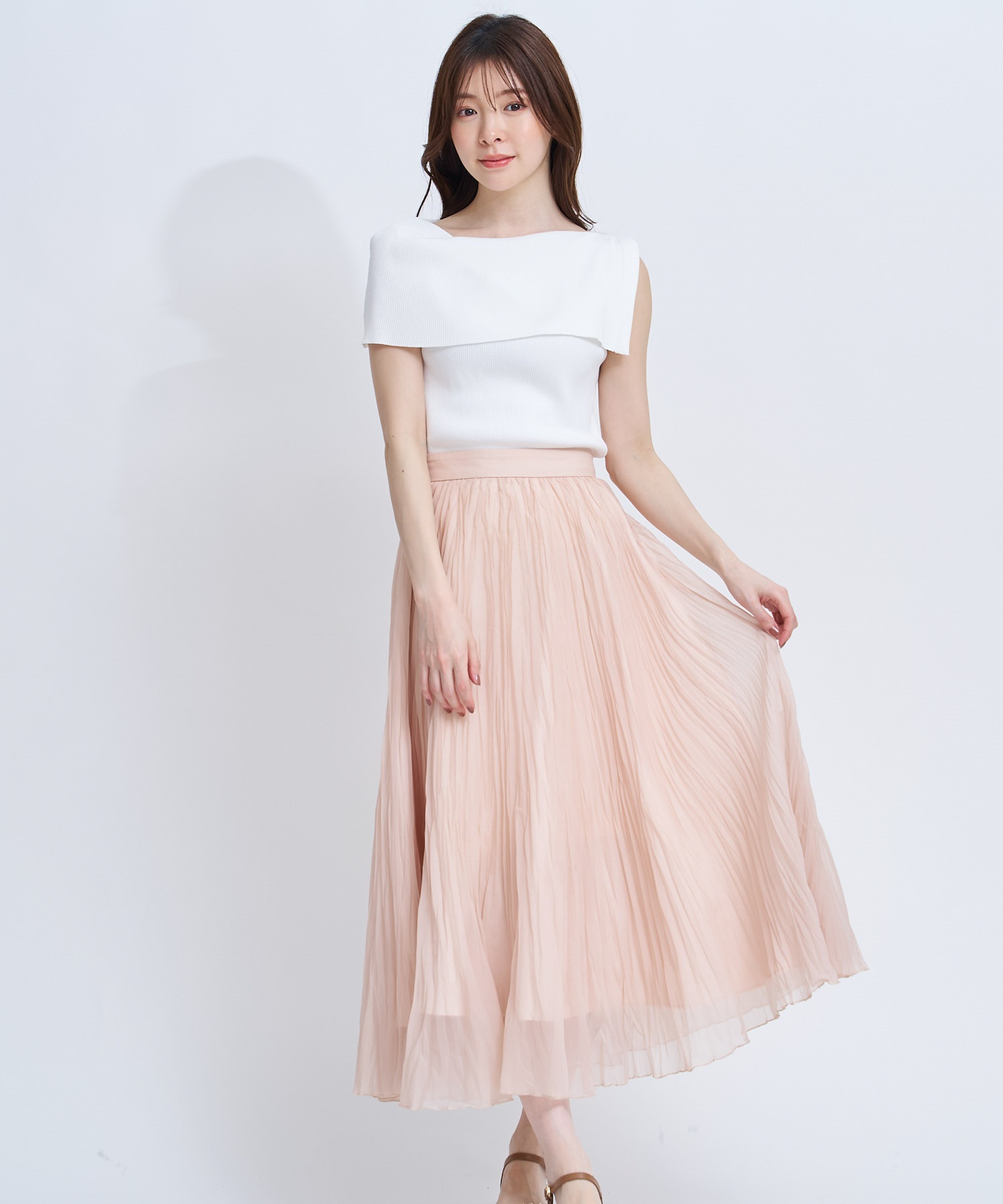 【予約】シアーランダムプリーツスカート(32ピンク-Ｓ-4月下旬ごろのお届け)