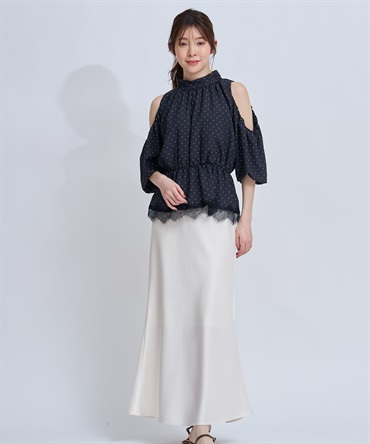 【予約】サテンナロースカート(82ベージュ-Ｓ-4月下旬ごろのお届け)