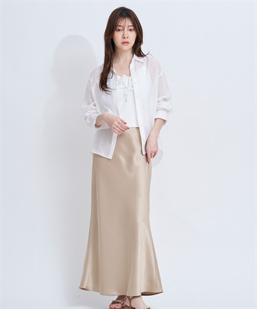 【予約】サテンナロースカート(85モカ-Ｍ-4月下旬ごろのお届け)