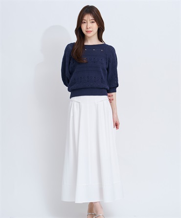 【予約】ハイウエストデザインスカート(01オフホワイト-フリー-4月下旬ごろのお届け)