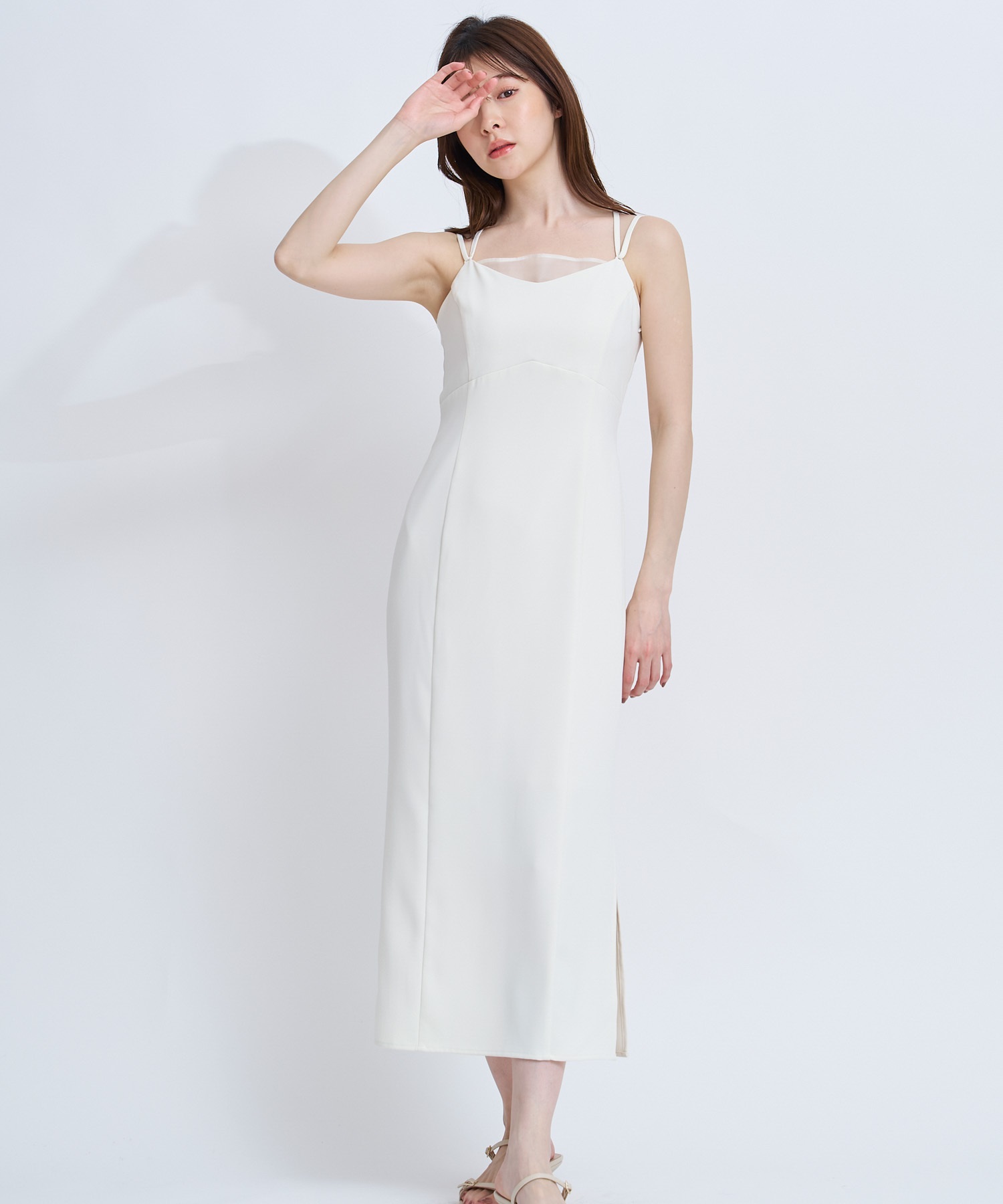 【予約】シアーレイヤーキャミワンピース(01オフホワイト-Ｓ-4月下旬ごろのお届け)