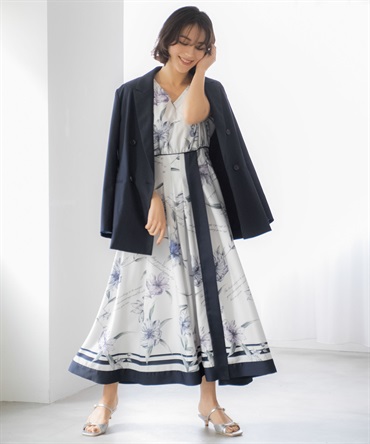 【予約】【新色/SSサイズあり】スカーフプリントワンピース(70ネイビー-ＳＳ-4月上旬ごろのお届け予定)