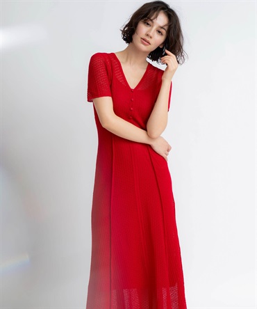 レースニットワンピース(30レッド-フリー)