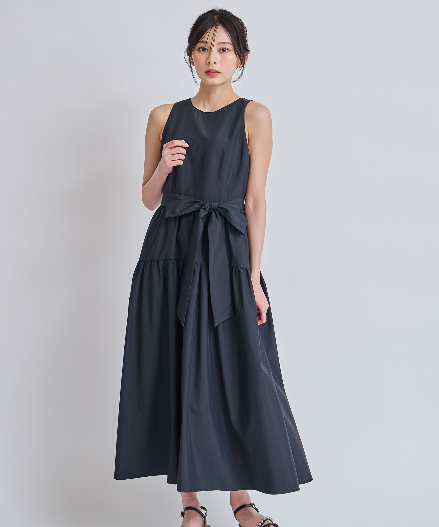 【予約】タフタリボンワンピース(00ブラック-Ｓ-6月下旬ごろのお届け)