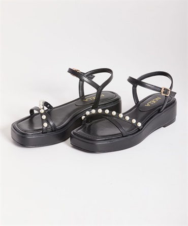 【予約】クロスパールプラットフォームサンダル(00ブラック-Ｌ-4月下旬ごろのお届け)